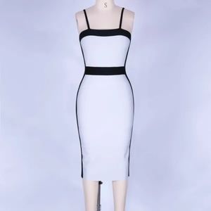 Sophisticated Black and White Midi Dress
